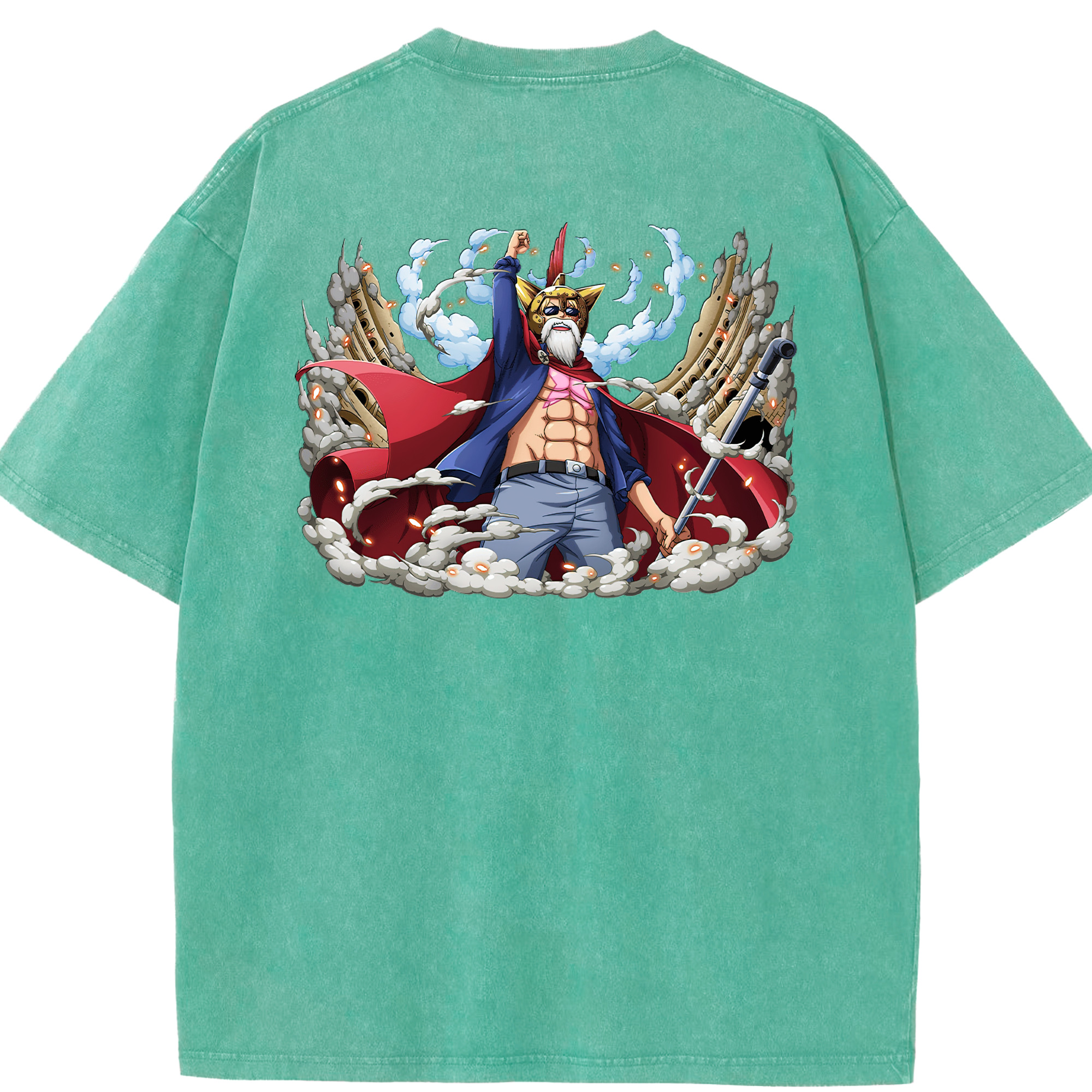 ワンピース モンキー・D・ルフィ ONE PIECE Monkey D. Luffy 綿100% ヴィンテージ風 半袖Tシャツ（背面プリント）